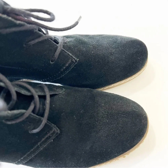 Bjorndal Rachel Black Suede Wedge Ankle Boots Women’s Size 7 Lace Up Bootie Boot - Picture 7 of 11